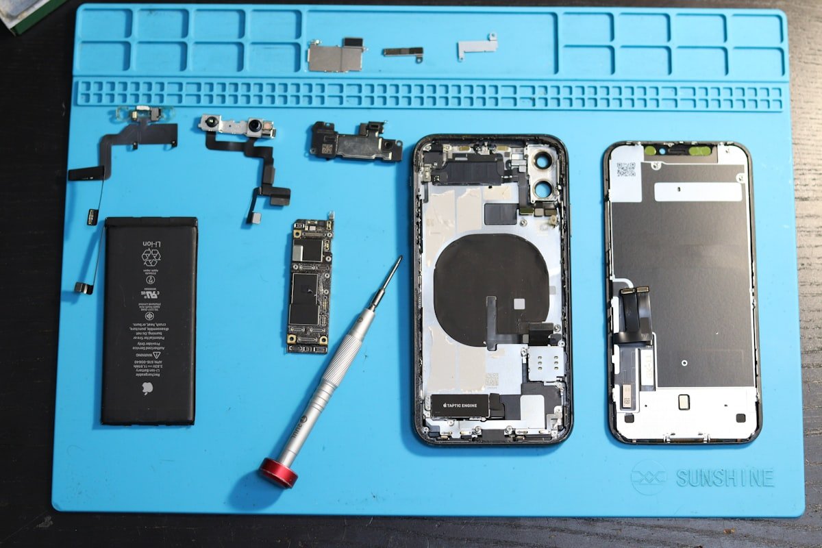 Nothing Phone repair in progress on a work bench